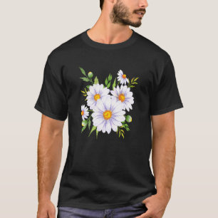 White And Yellow Heart Daisy Of Flower Floral Gard T-Shirt