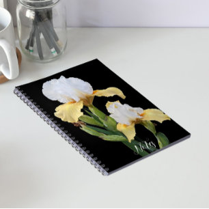 White and Yellow Irises Floral Notebook