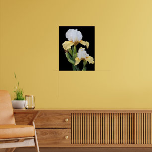 White and Yellow Irises Floral Poster