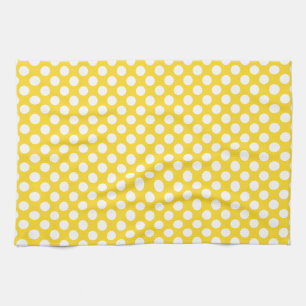 White and Yellow Polka Dot Kitchen Towel