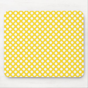 White and Yellow Polka Dot Mouse Pad