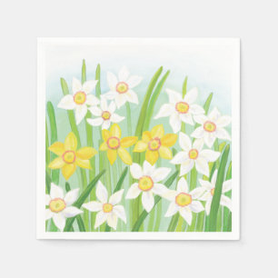 White and Yellow Spring Daffodils  Napkins