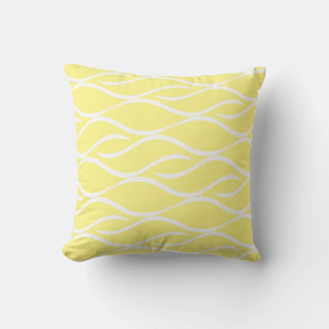 White and Yellow Swirl Pattern Throw Pillow (Front)