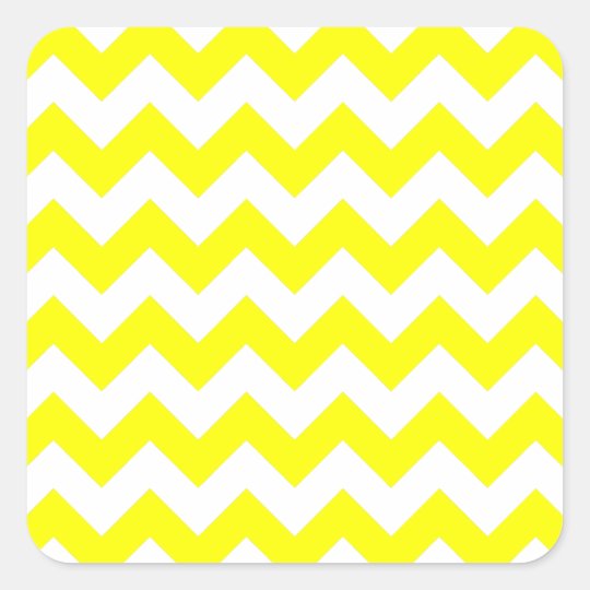 White and Yellow Zigzag Pattern Square Sticker