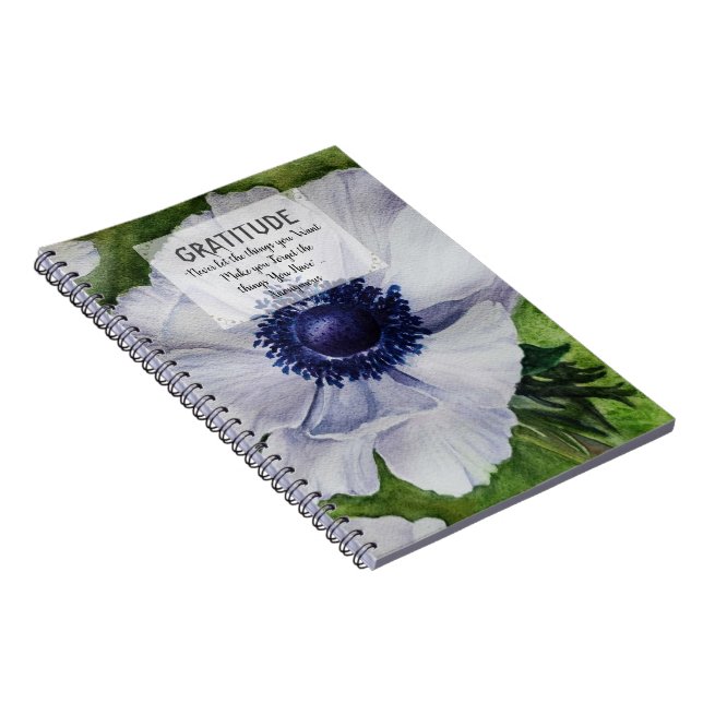 White Anemone Flower Gratitude Notebook (Right Side)