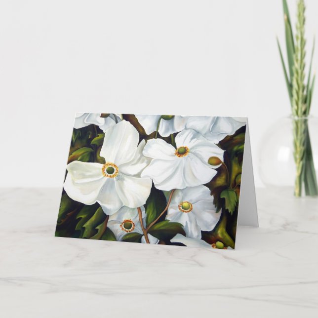 White Anemone Flower Greeting Card (Front)