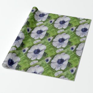 White Anemone Flower Wrapping Paper