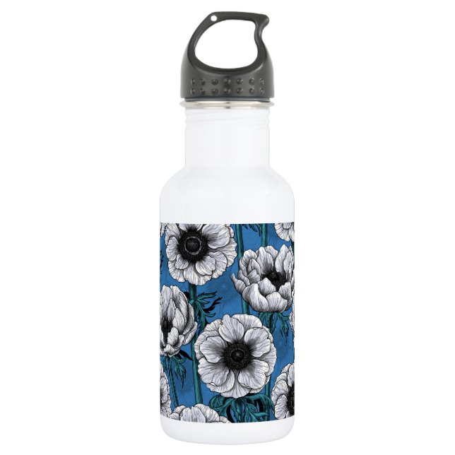 White anemone garden 532 ml water bottle (Front)