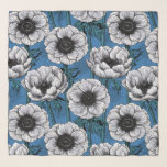 White anemone garden scarf<br><div class="desc">Anemone flowers drawn in Illustrator, seamless vector pattern.</div>