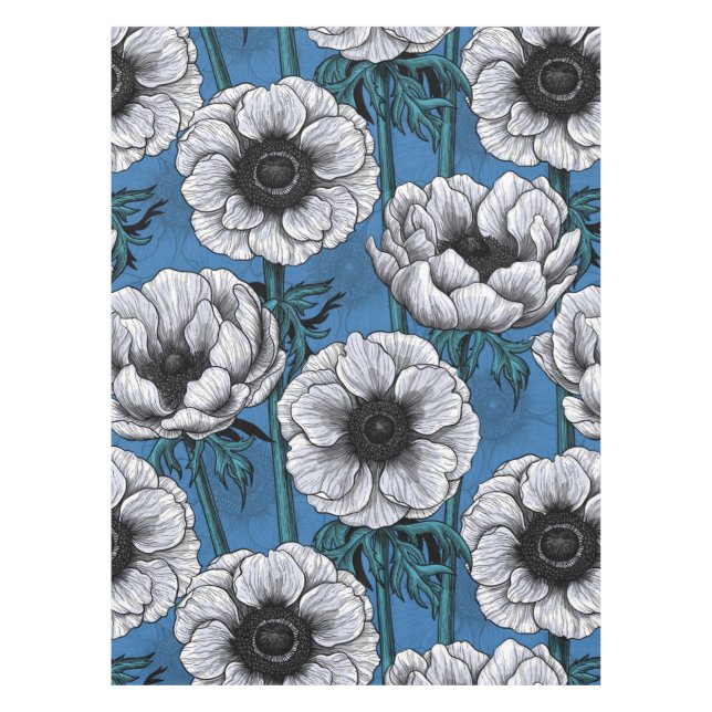 White anemone garden tablecloth (Front)