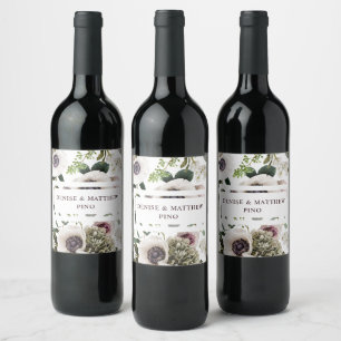 White Anemone on Bright White Wine Label