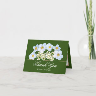 White Anemone & Orchid Bouquet Floral Thank You Card