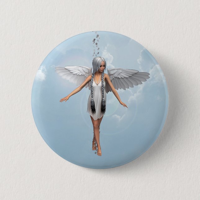 White Angel 2 Inch Round Button (Front)