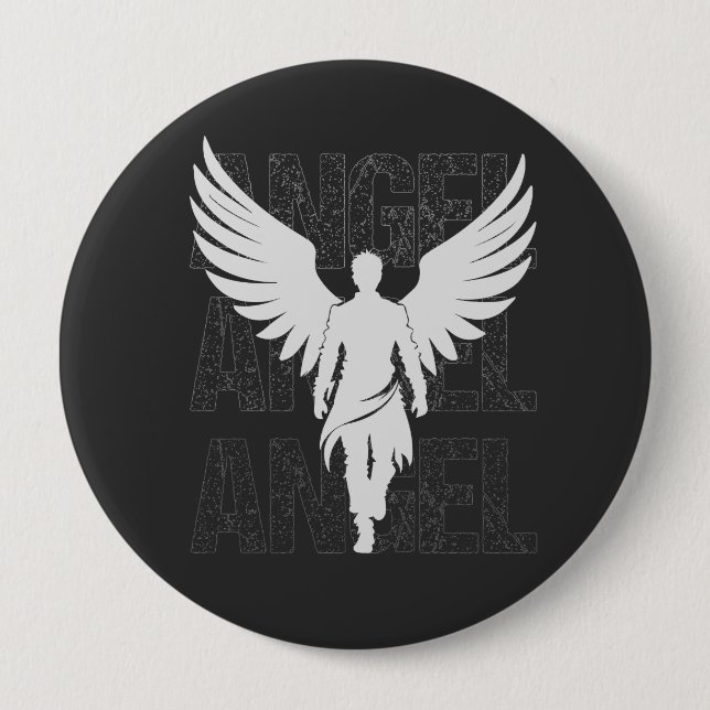 White Angel 4 Inch Round Button (Front)