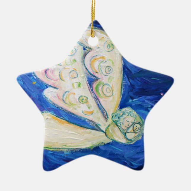 White Angel and Baby Holiday Gift Ornaments (Front)