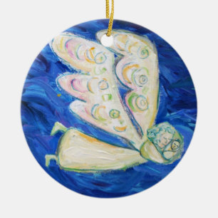 White Angel and Baby Holiday Gift Ornaments