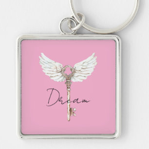 White Angel Feathers Key Keychain
