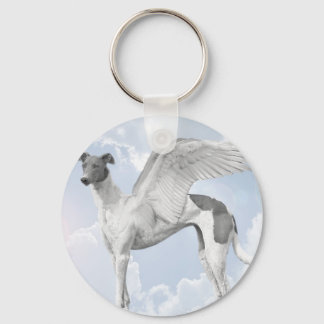 White Angel Greyhound Keychain