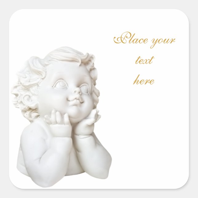 White Angel Square Sticker (Front)