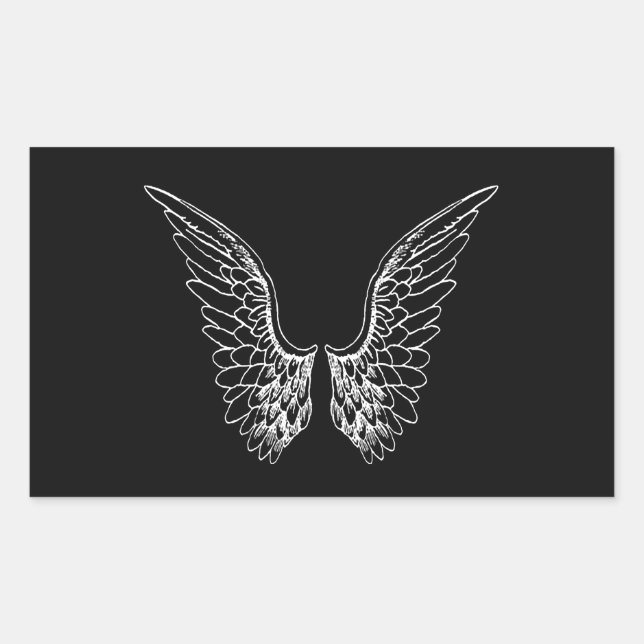 White Angel Wings on Black Background Sticker (Front)