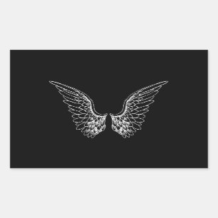 White Angel Wings on Black Background Sticker