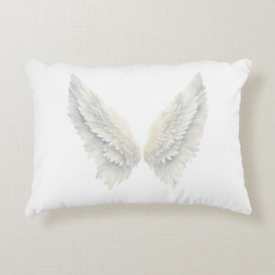 White Angel Wings Throw Pillow Elegant Heavenly