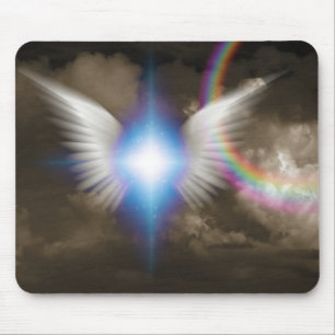 White angels wings mouse pad