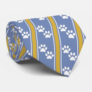 White Animal Paw Prints Team Sports Necktie