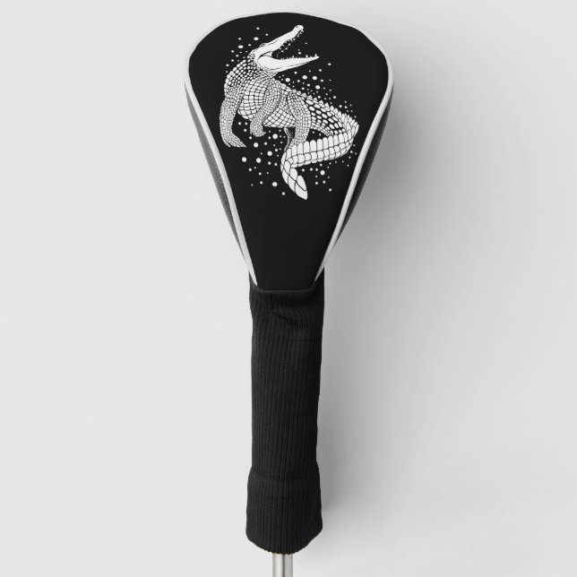 White Animal Silhouette - Crocodile Golf Head Cover (Front)