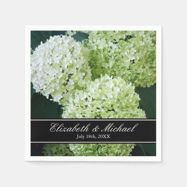 White Annabelle Hydrangeas Wedding Personalized Napkin (Front)