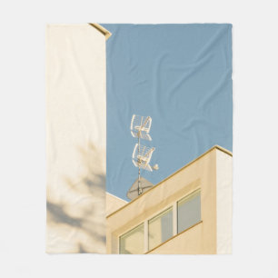 WHITE ANTENNA ON BUILDING FLEECE BLANKET