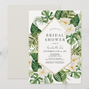White Anthurium & Hibiscus Floral Bridal Shower Invitation
