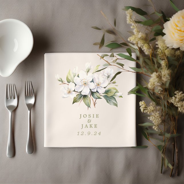 White apple blossom flower wedding napkin (White apple blossom flower wedding napkin)