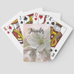 White Apple Blossom Photograph Playing Cards