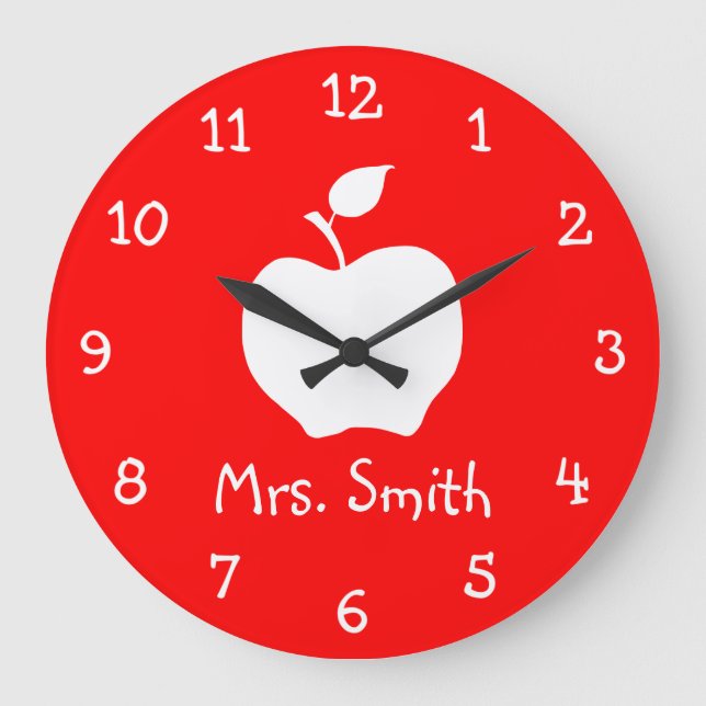 White Apple Large Clock (Front)