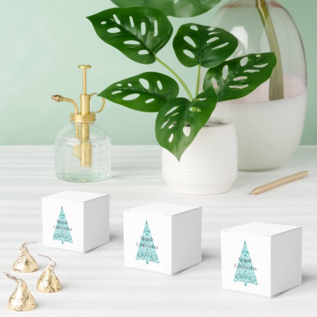 White Aqua Blue Christmas Tree Favor Box (Multiple)