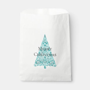 White Aqua Blue Christmas Tree Favour Bag