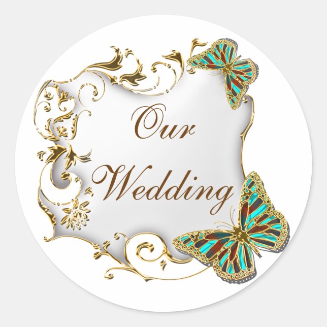 White aqua gold favour seals (Front)