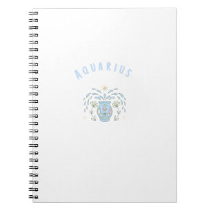 White Aquarius, zodiac, star sign print Notebook