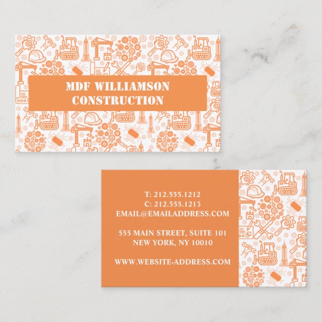white Architectural Blueprint Engineer Pattern Business Card (Front/Back)