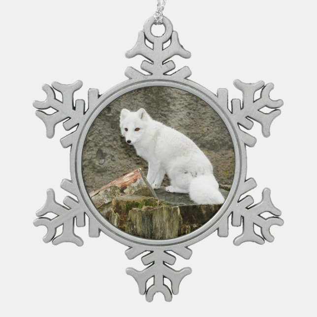 White arctic fox christmas ornament (Front)