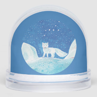 White Arctic Fox (Vulpes lagopus) Illustration  Snowglobe
