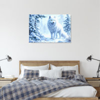 White Arctic wolf winter landscape design