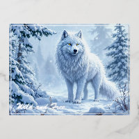 White Arctic wolf winter landscape design