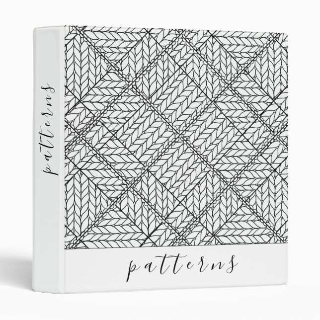 WHITE ARGYLE KNIT 3-Ring Binder (Front/Spine)