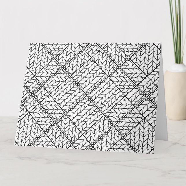 WHITE ARGYLE KNIT Big Greeting Card / Horizontal (Front)
