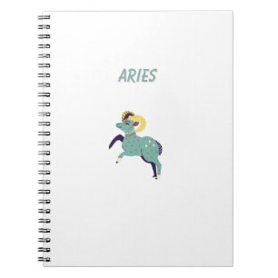 White Aries, zodiac, star sign print Notebook