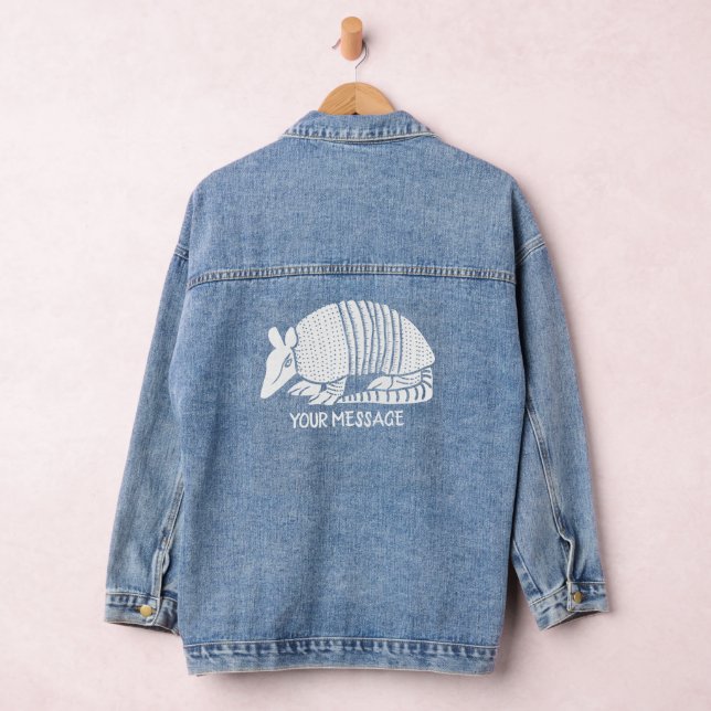 White Armadillo Personalized Graphic Denim Jacket (Hangar)