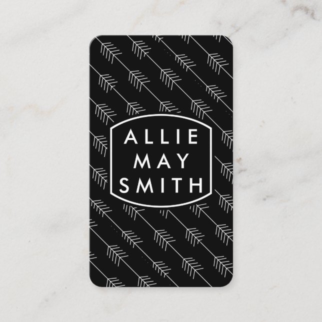 White Arrows / Black Business Card (Front)