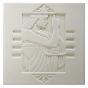 White Art Deco Design Ceramic Tile
